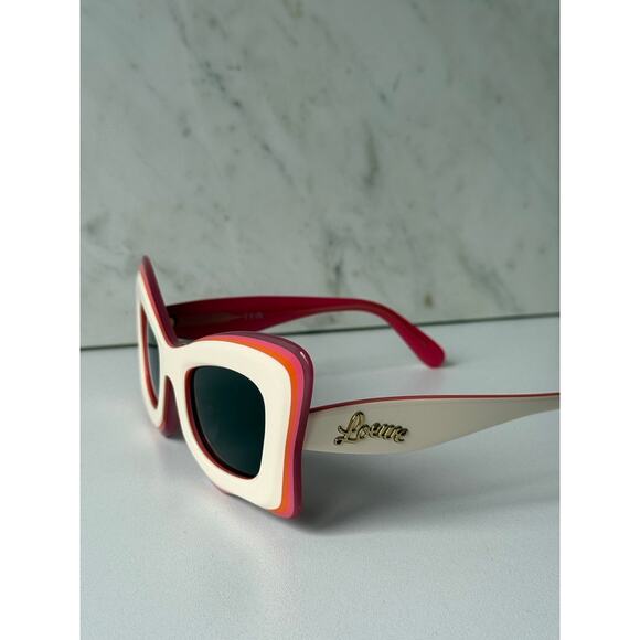 NEW Loewe LW40140U Curvy Cat Eye Sunglasses Beige Red Pink